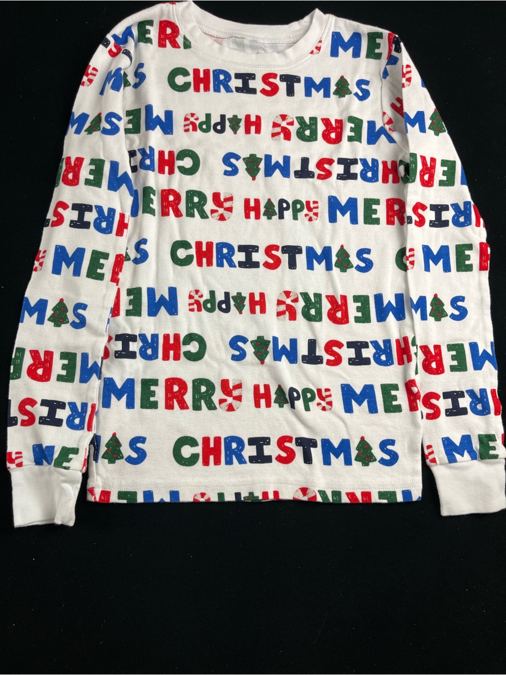 Christmas Long Sleeve boys T-Shirt - White with Red, Green & Blue